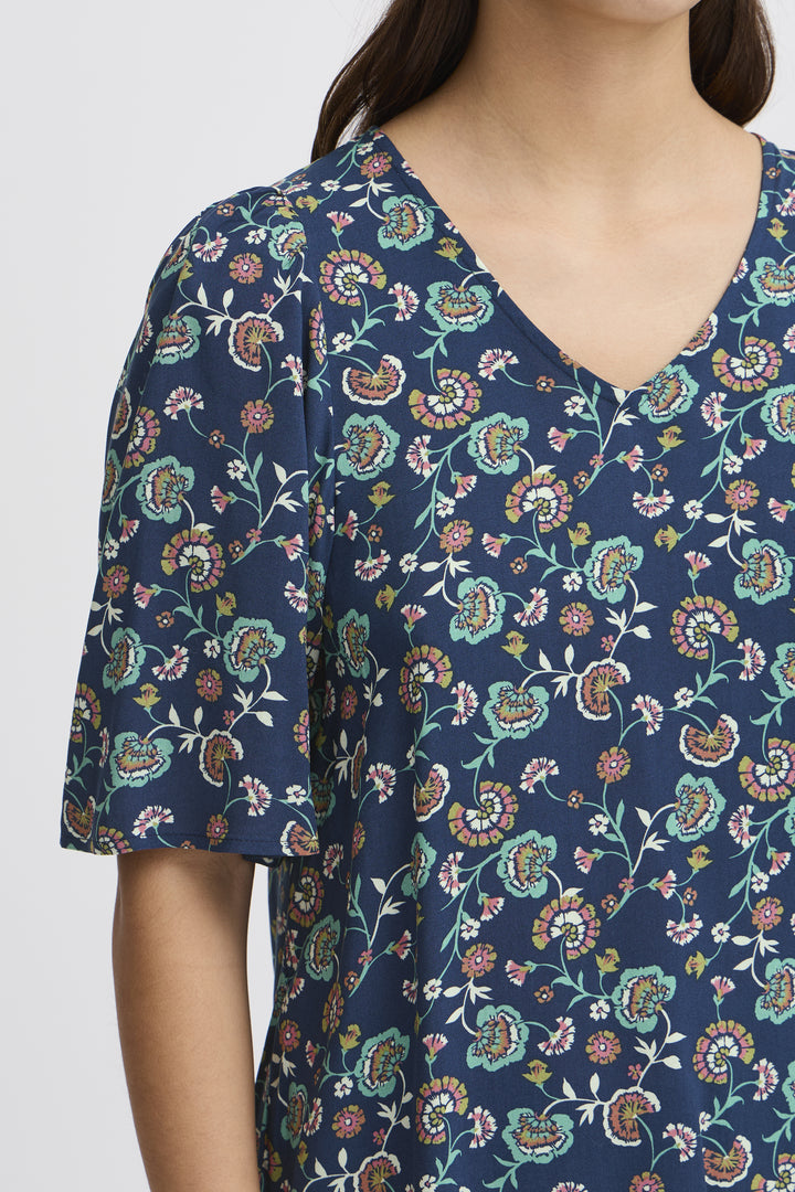 Vera Short Sleeve Top Medieval Blue Flower