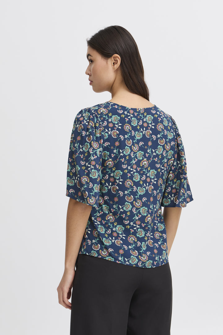 Vera Short Sleeve Top Medieval Blue Flower