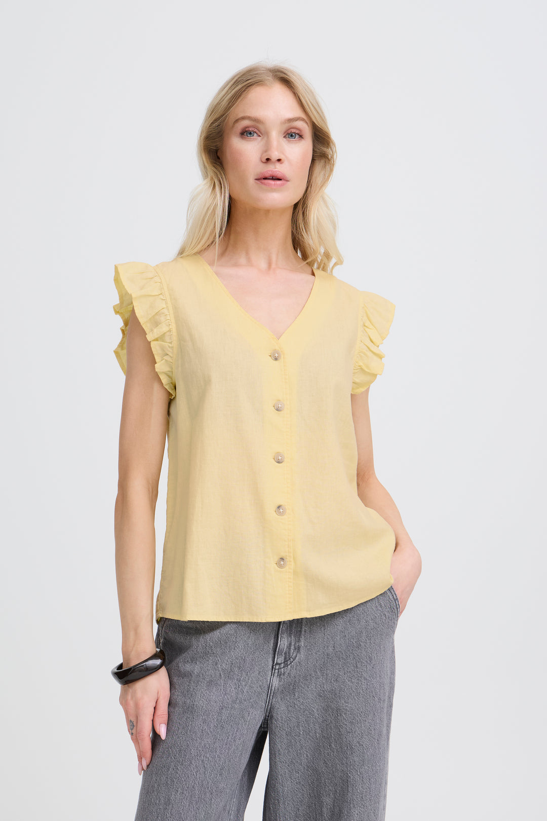 Falakka Ruffle Shirt Yellow
