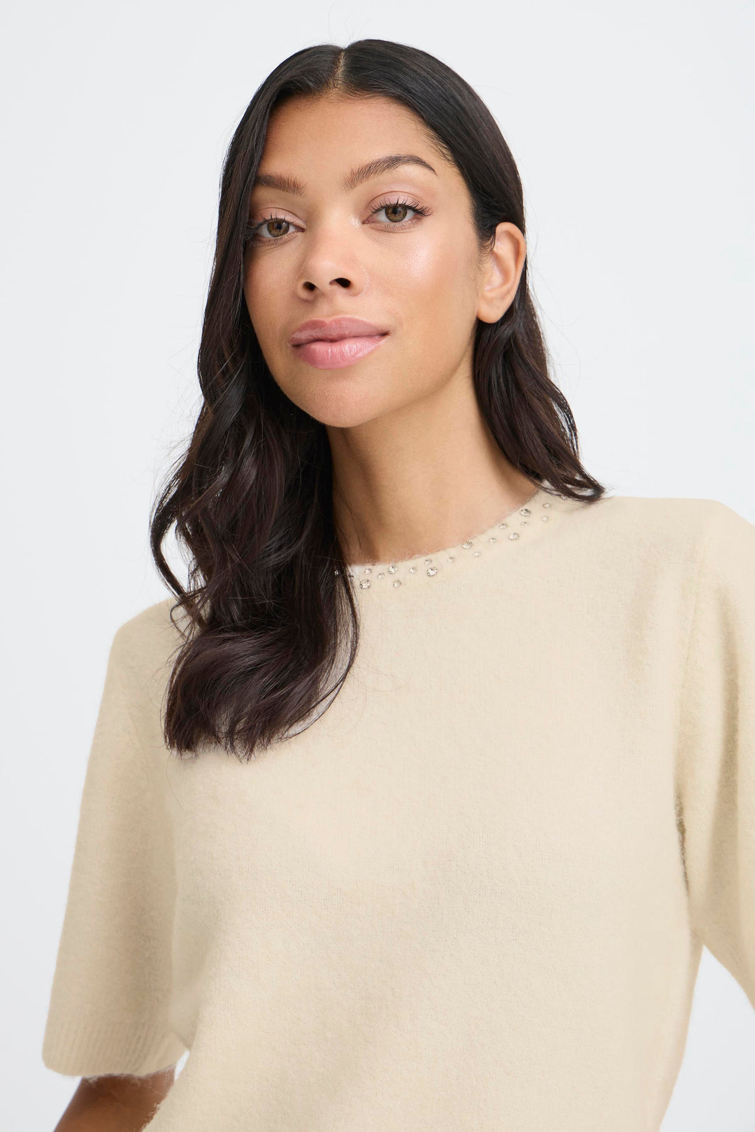 Omea Rhinestone Short Sleeve Jumper