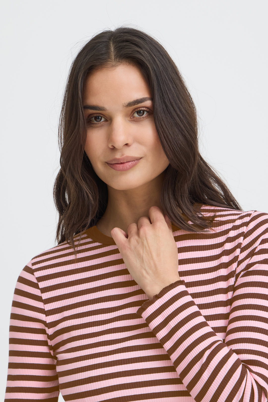 Sinne Rib Top Brown/Pink Stripe