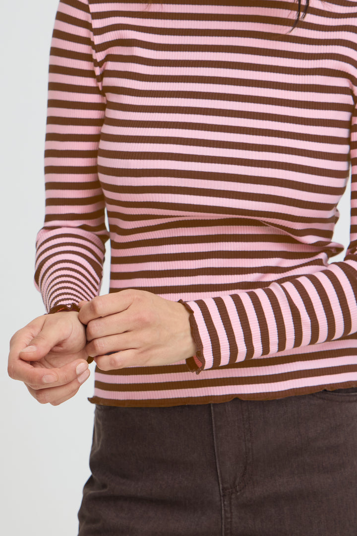 Sinne Rib Top Brown/Pink Stripe