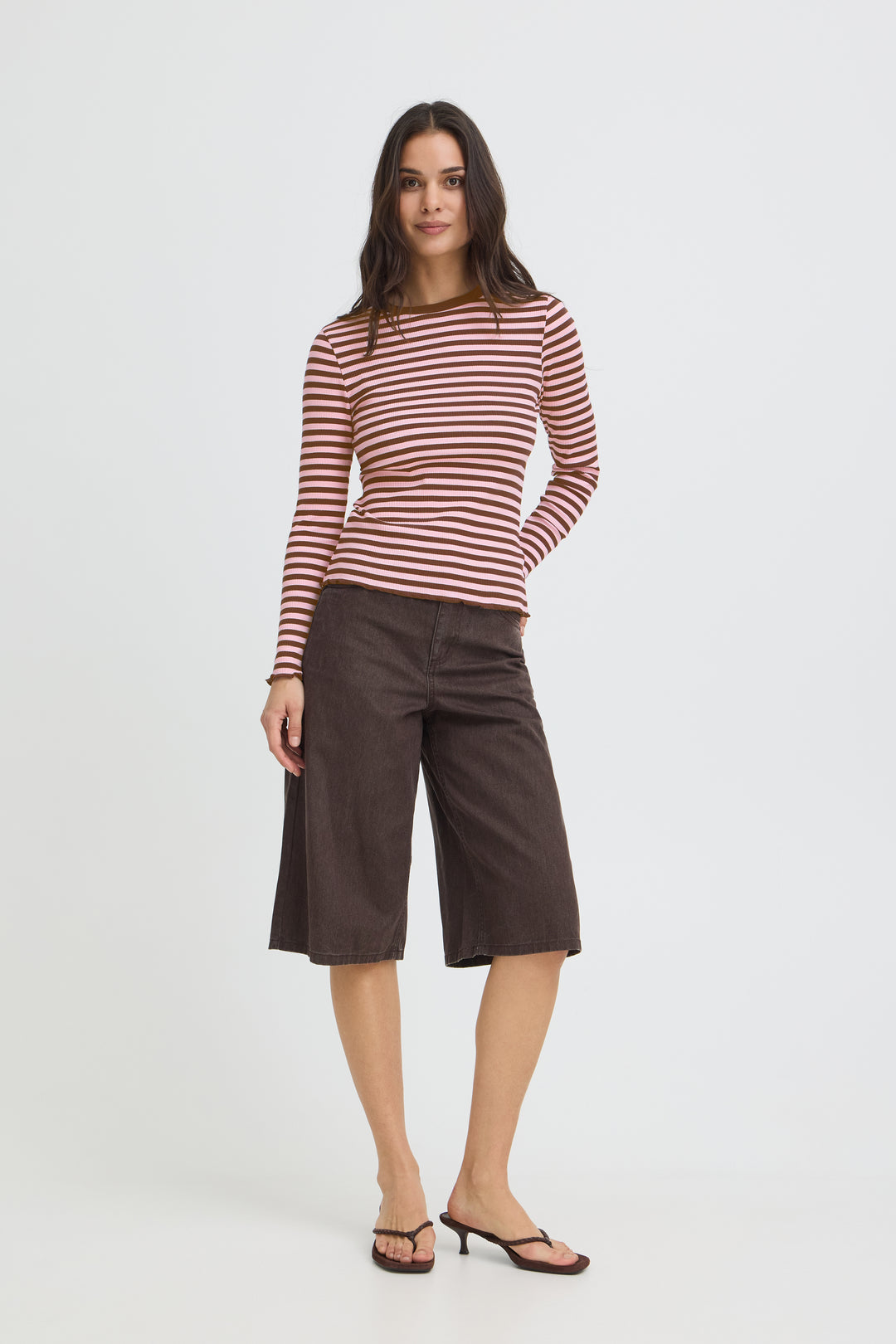 Sinne Rib Top Brown/Pink Stripe