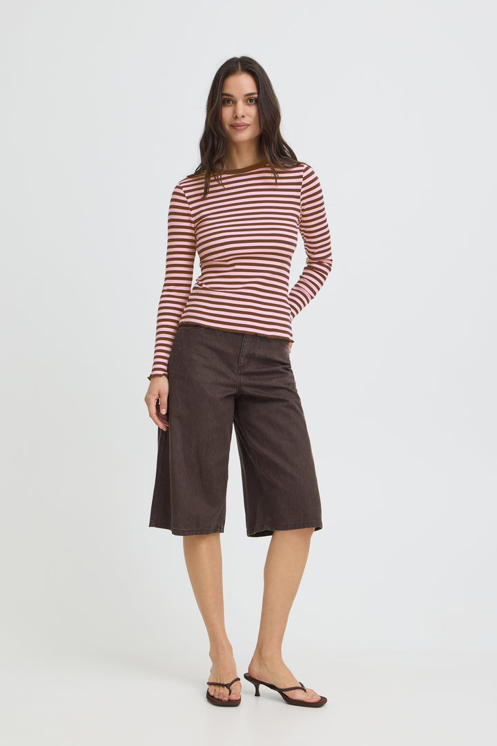 Sinne Rib Top Brown/Pink Stripe