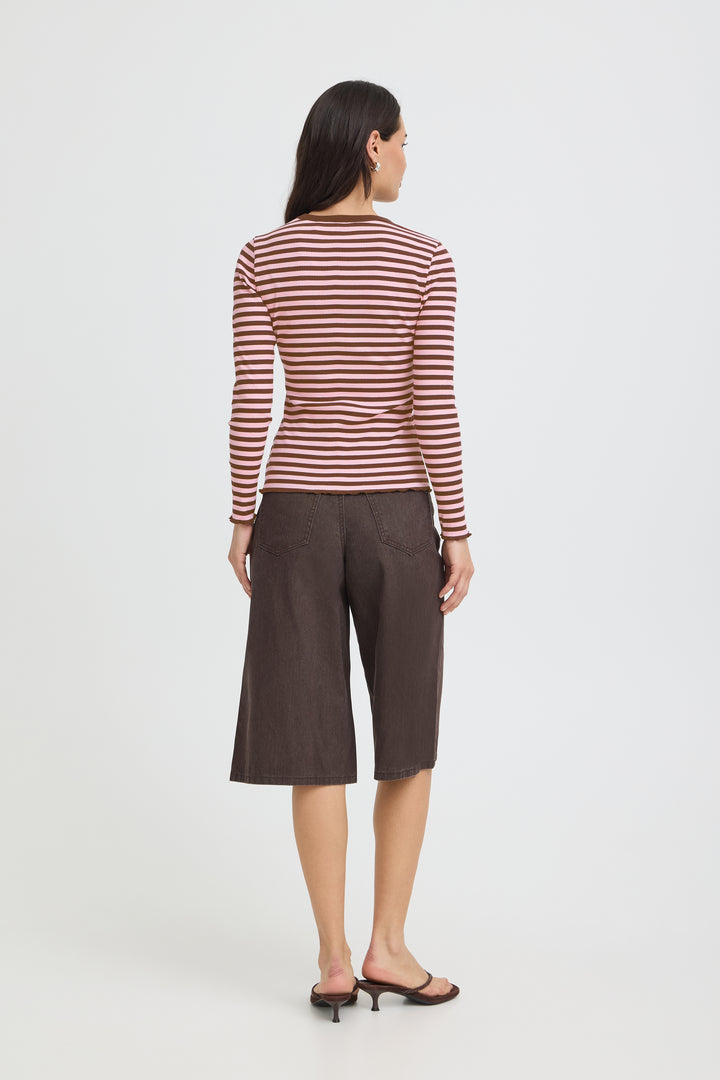 Sinne Rib Top Brown/Pink Stripe