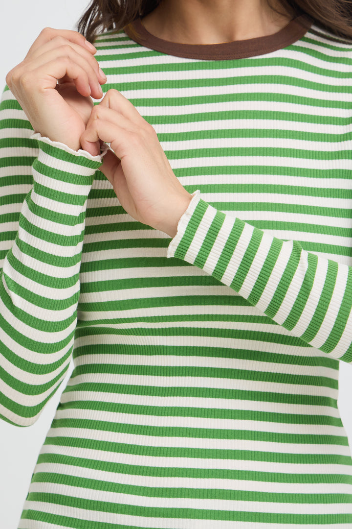 Sinne Rib Top Birch/Green Stripe Tshirt