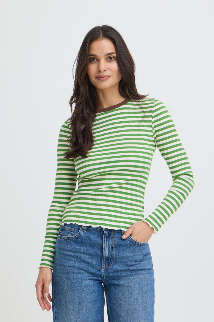 Sinne Rib Top Birch/Green Stripe Tshirt