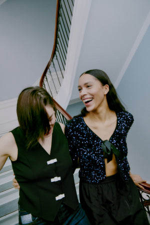 Paillet Bow Jacket Blue