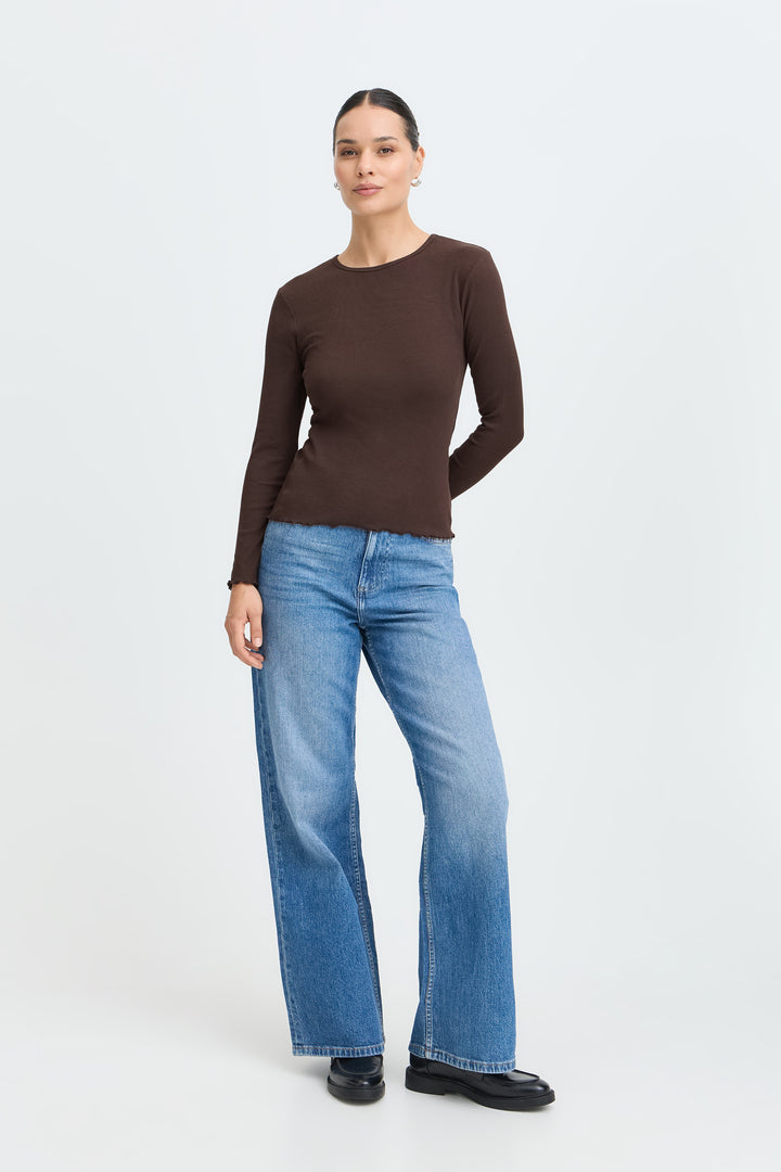 Tone Long Sleeved Top Brown