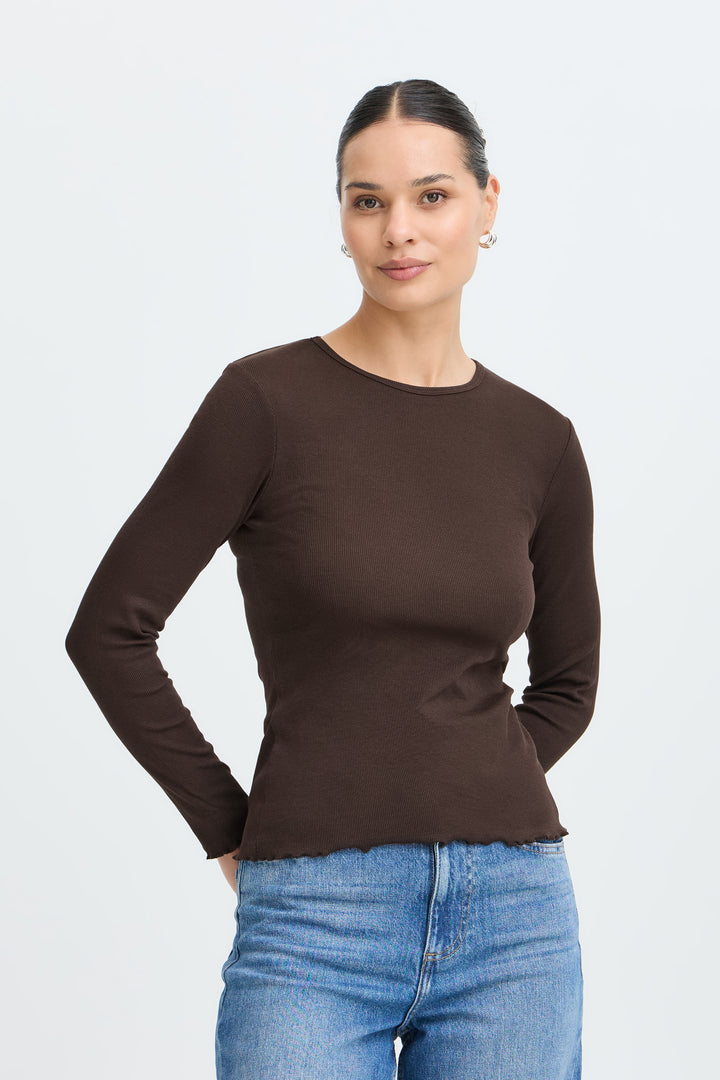 Tone Long Sleeved Top Brown