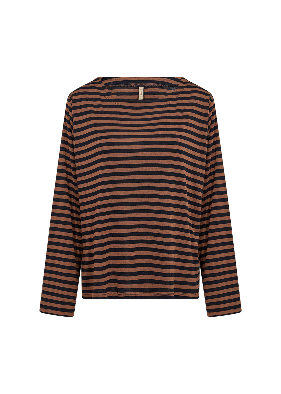 Helle Long Sleeved Top Navy & Brown Stripes
