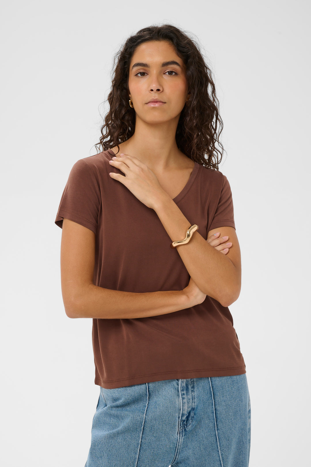 Columbine V-Neck T-Shirt Cappucino