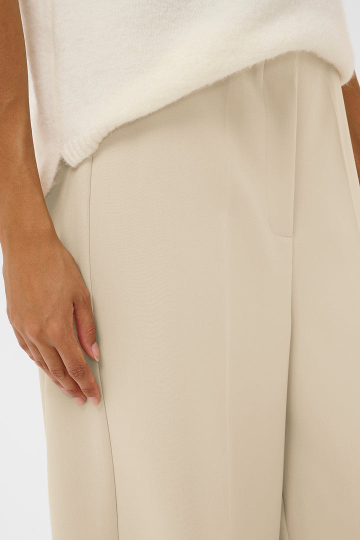 Corinne Wide Cropped Trousers Oatmeal