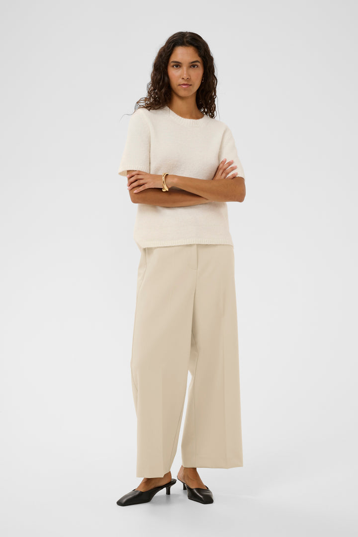 Corinne Wide Cropped Trousers Oatmeal