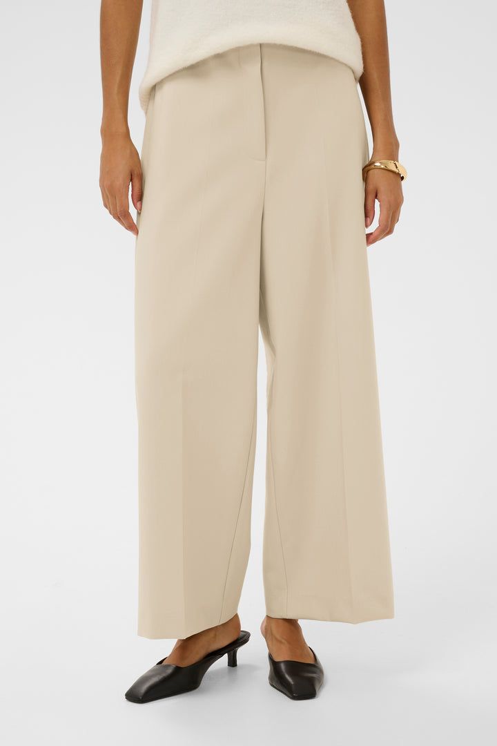 Corinne Wide Cropped Trousers Oatmeal
