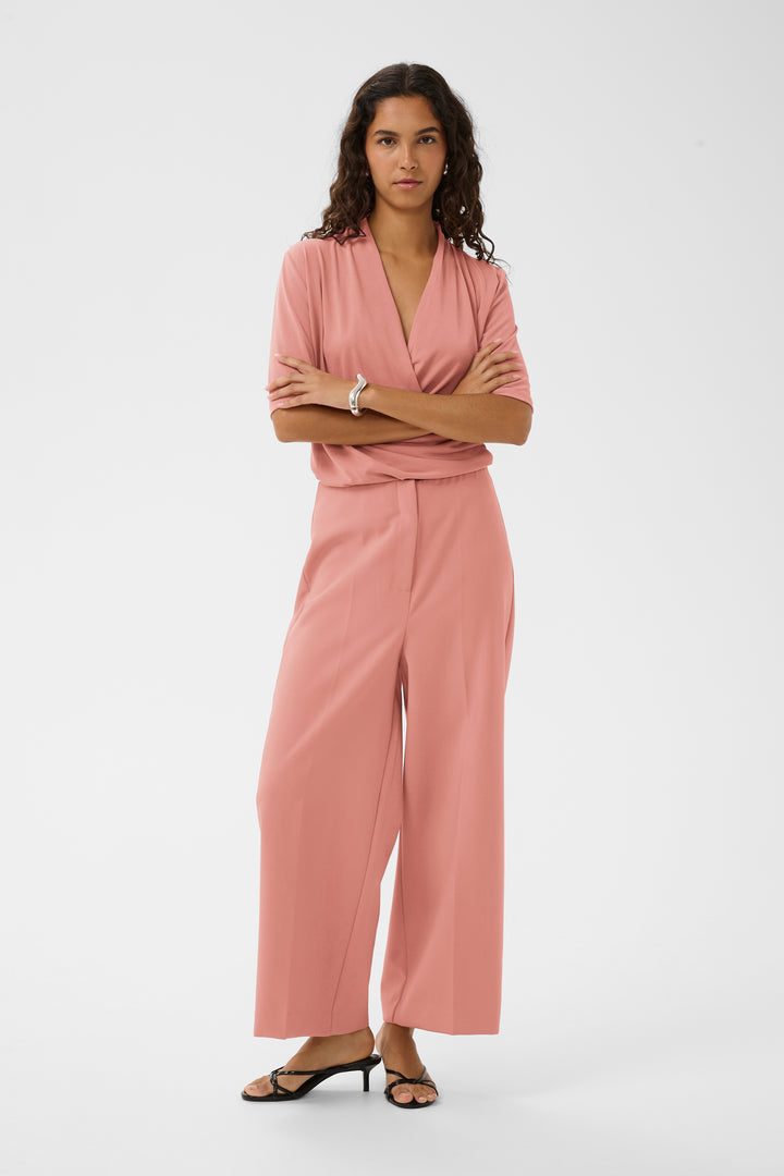 Corinne Wide Cropped Trousers Ash Rose