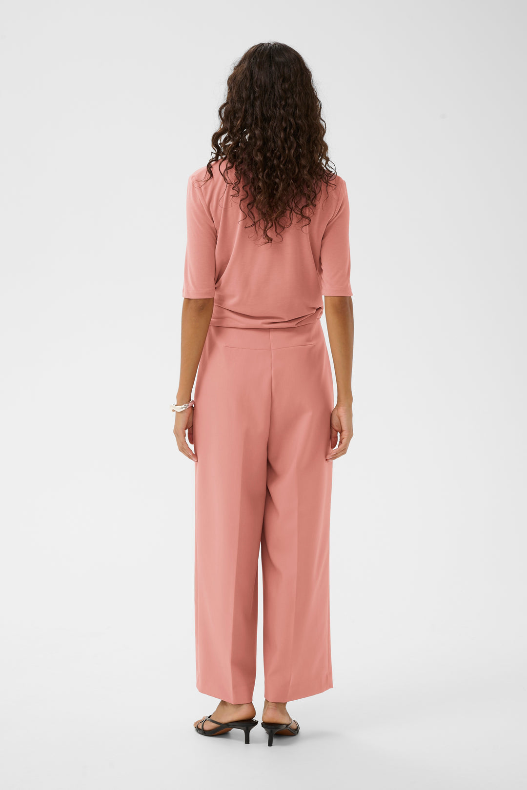 Corinne Wide Cropped Trousers Ash Rose