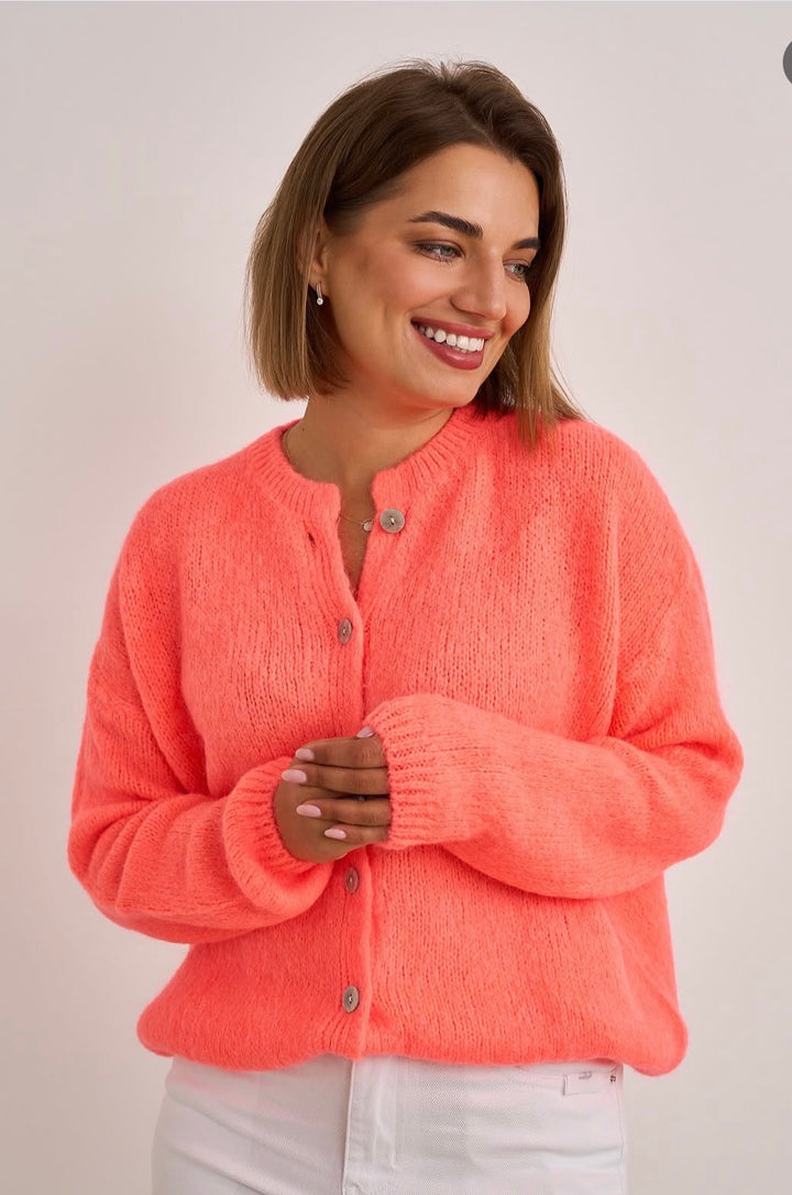 PRESALE - Flamingo Cardigan Neon Coral