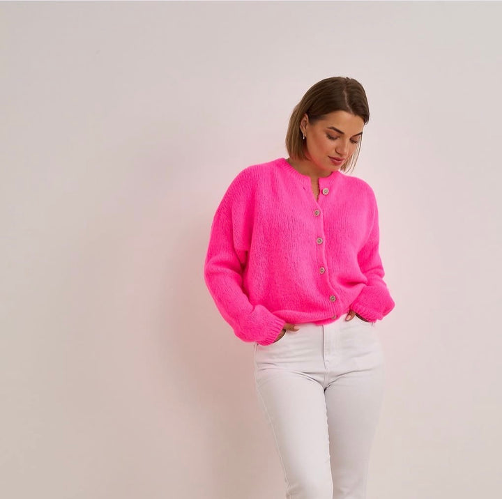 PRE-ORDER Flamingo Cardigan Neon Pink
