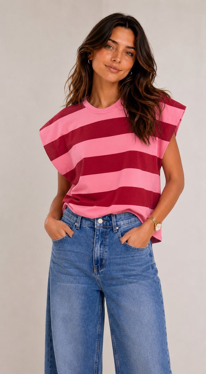 Ruby Top Pink and Red Stripe