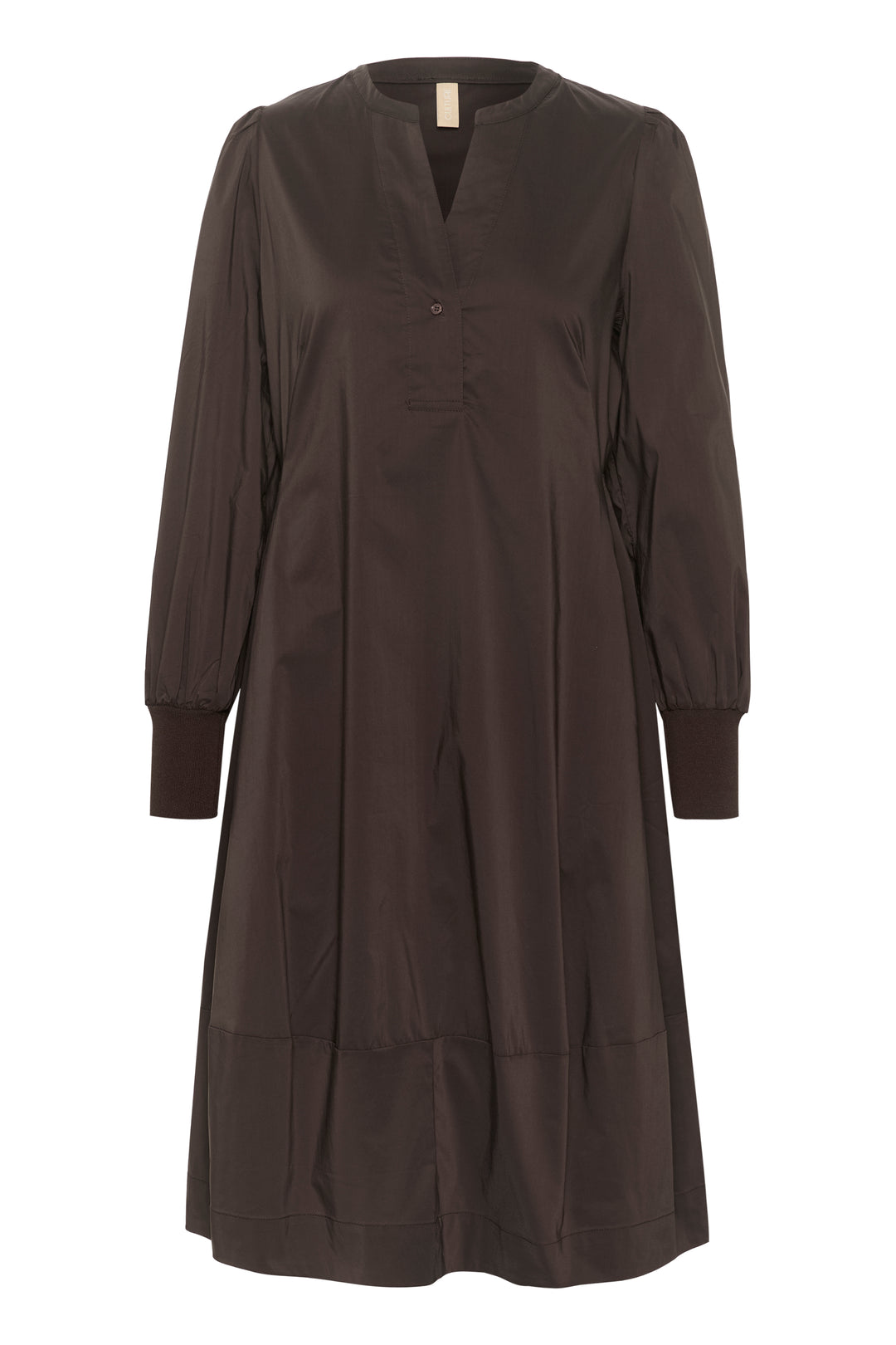 Antoinett  Rib Dress Brown Long Sleeves