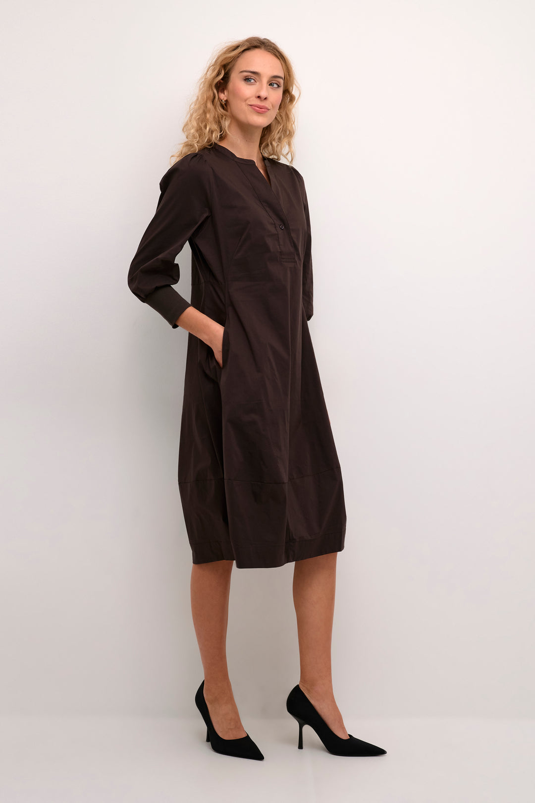 Antoinett 3/4 Sleeve Dress Brown