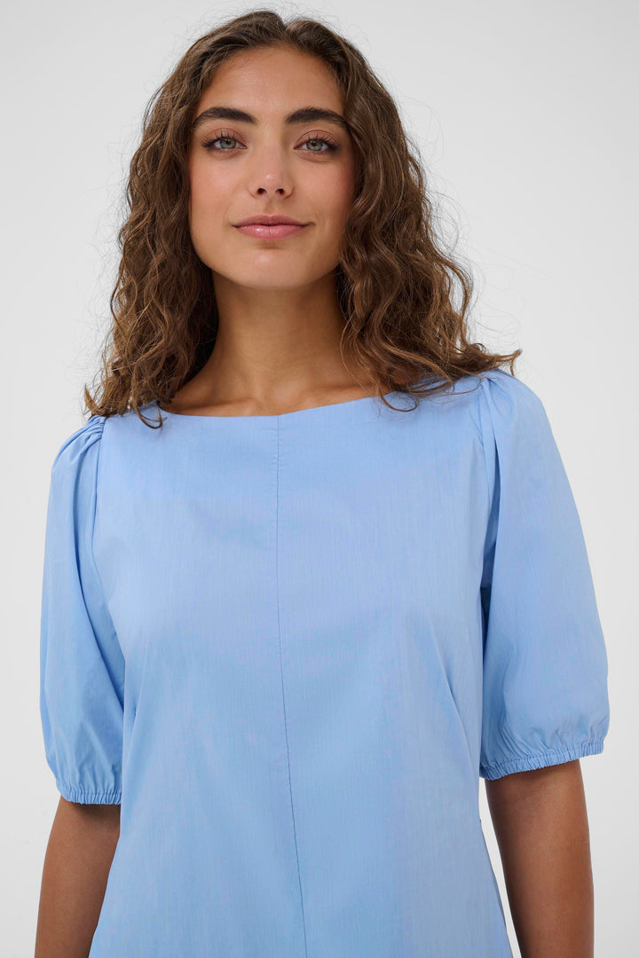 Antoinett Dress Round Neck Short Sleeves Blue