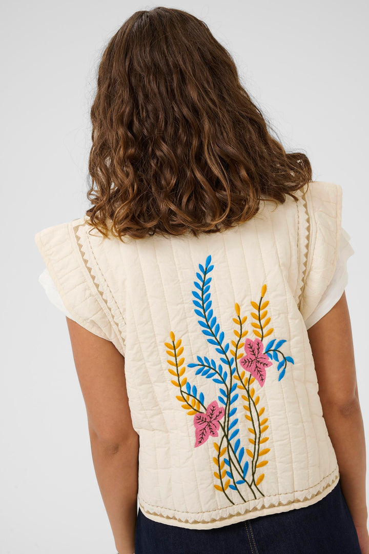 Berglind Embroidery Waistcoat Cream
