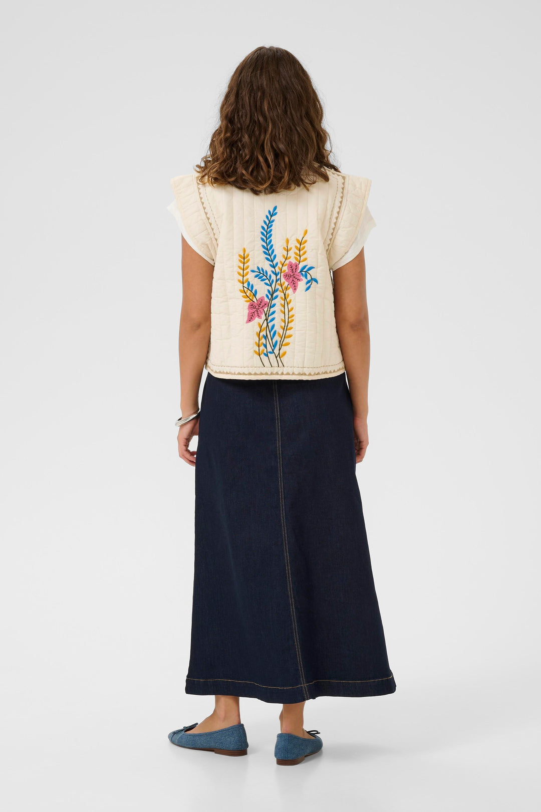 Berglind Embroidery Waistcoat Cream