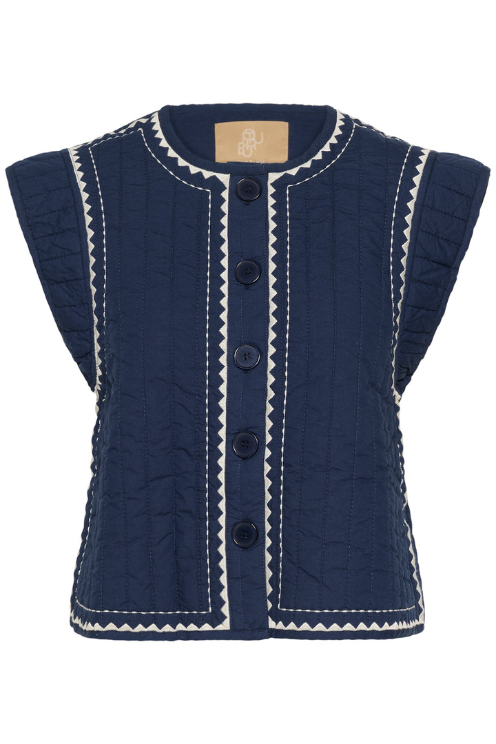 Berglind Embroidery Waistcoat Blue