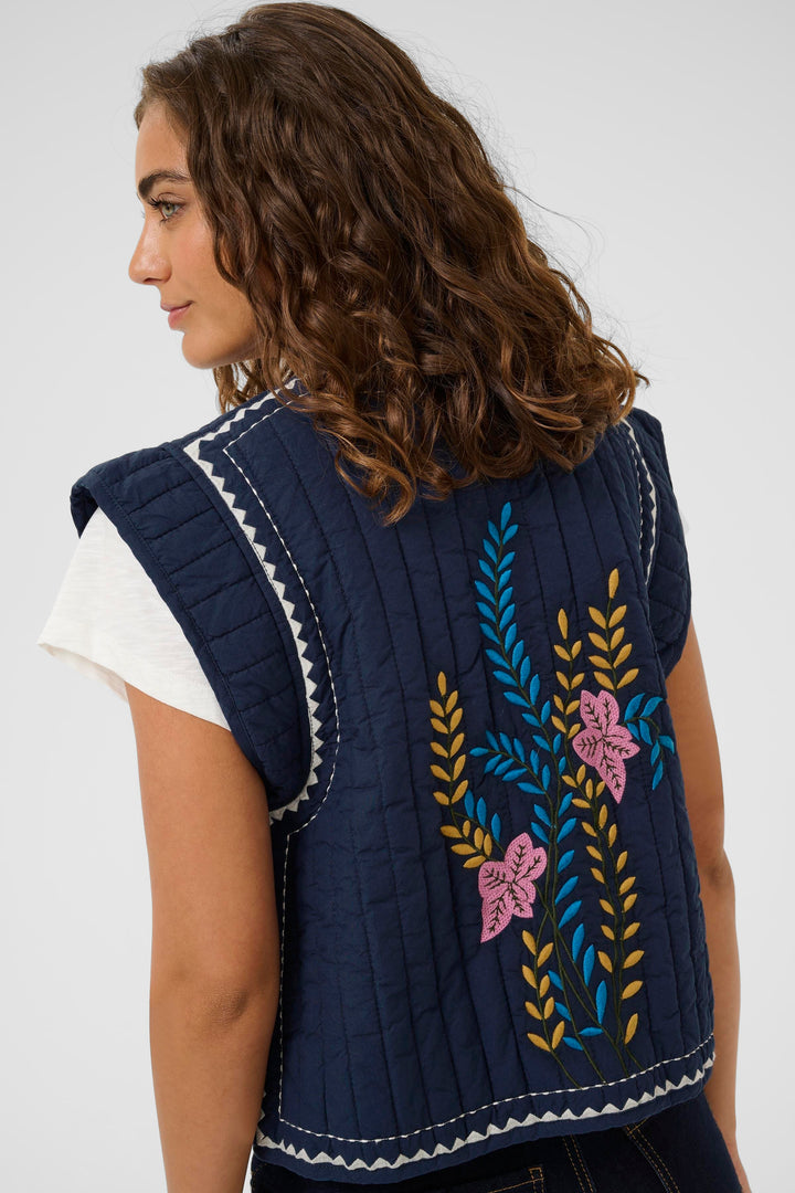 Berglind Embroidery Waistcoat Blue