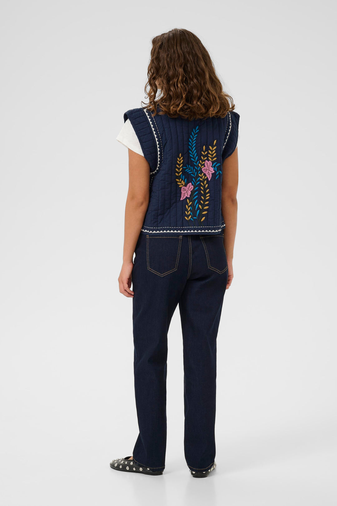 Berglind Embroidery Waistcoat Blue