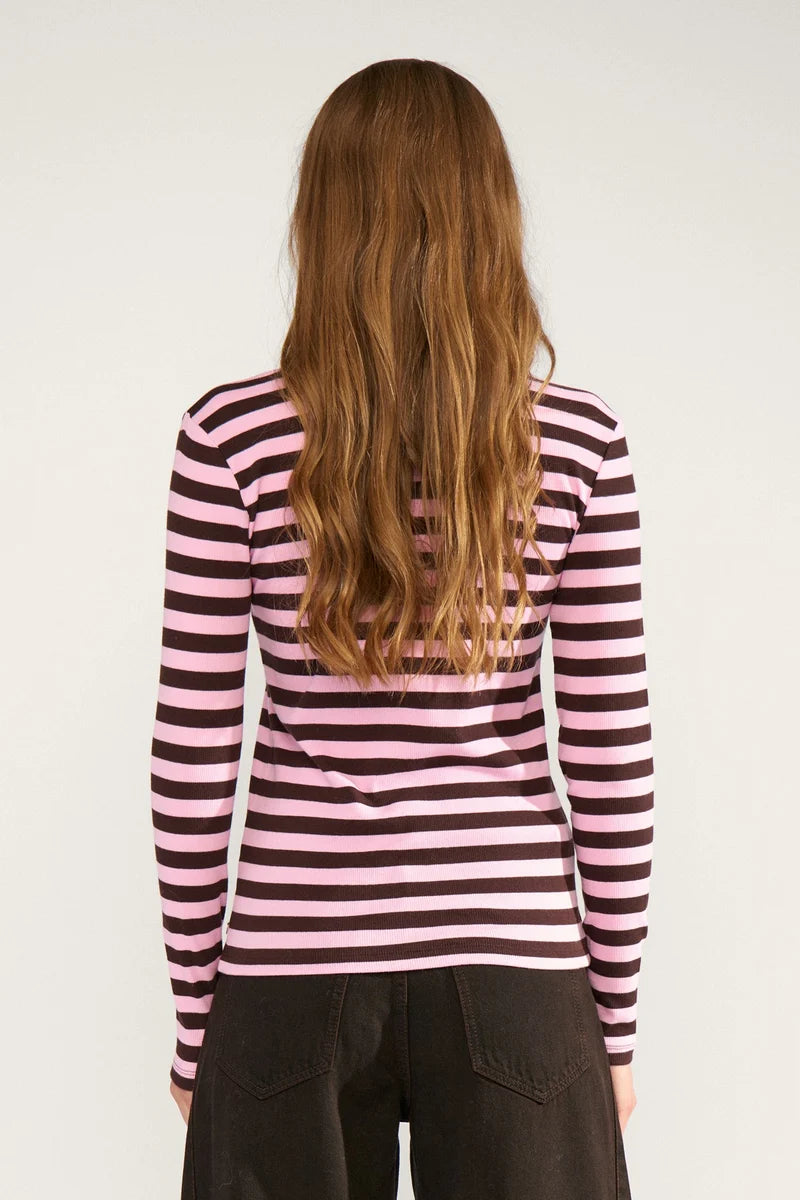 Mixie Long Sleeve Top Brown & Pink