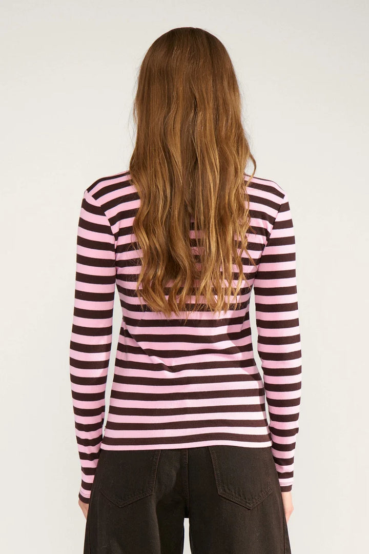 Mixie Long Sleeve Top Brown & Pink