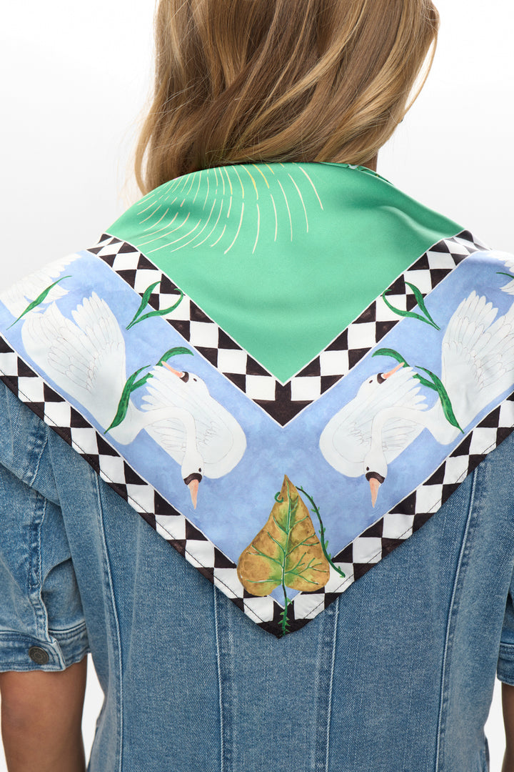 Mocha Satin Scarf Vibrant Green