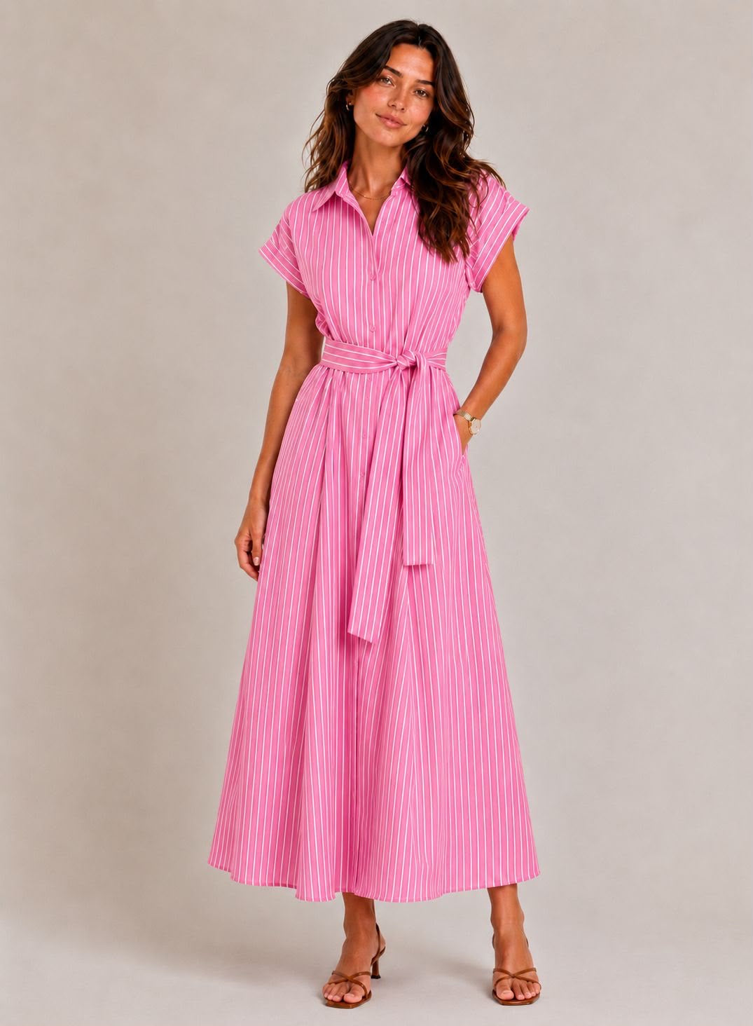 St Tropez Shirt Dress Pink