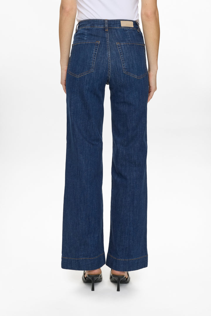Paris High Rise Wide Leg Jeans Dark Blue Denim