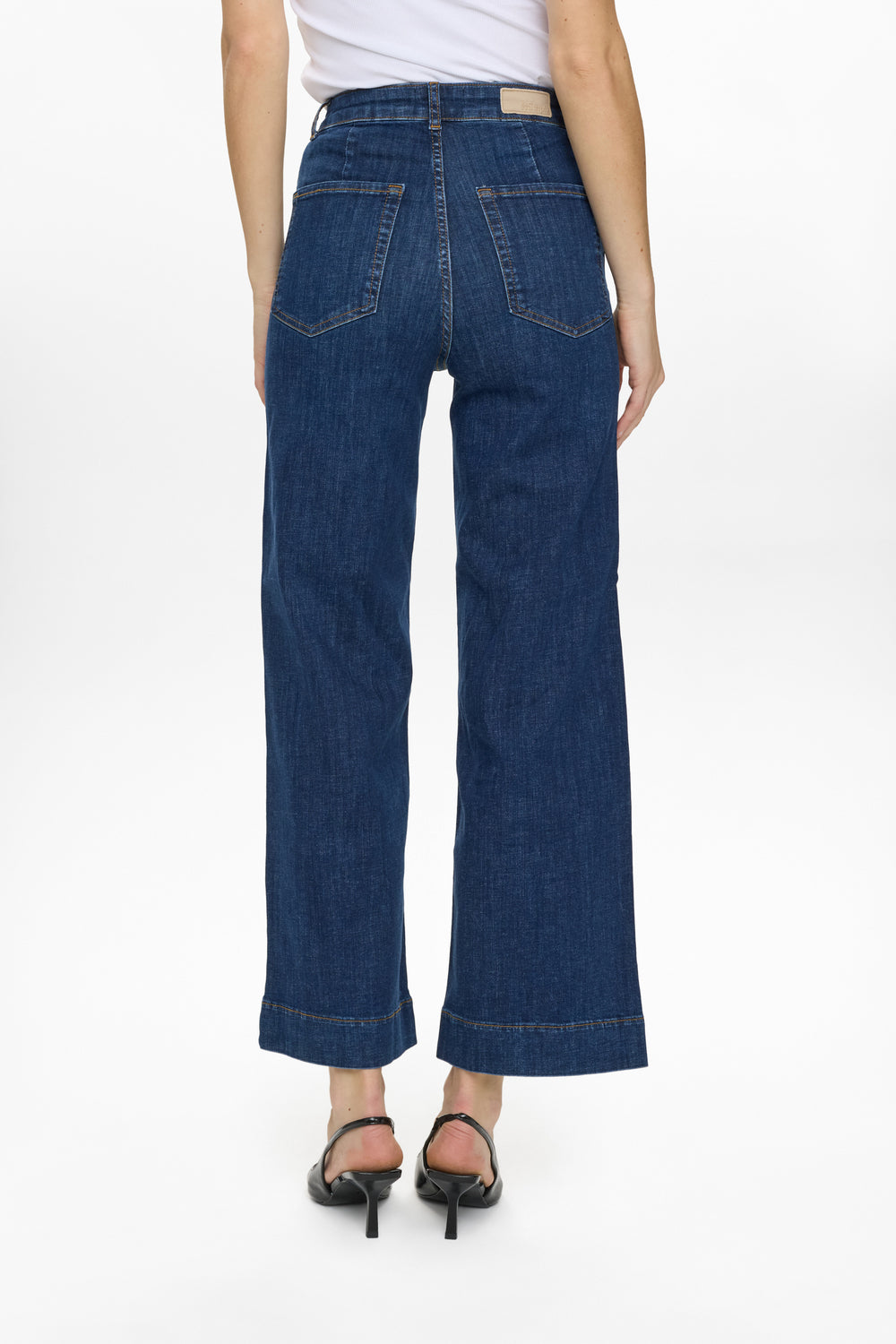 Paris High Rise Wide Leg Jeans Dark Blue Denim
