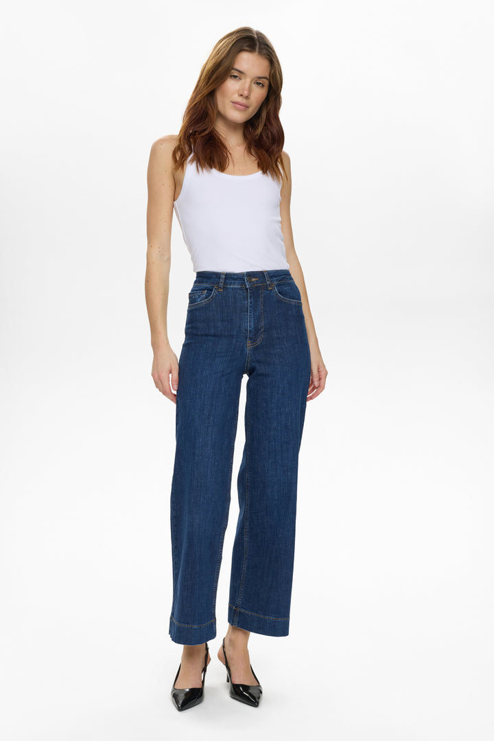 Paris High Rise Wide Leg Jeans Dark Blue Denim