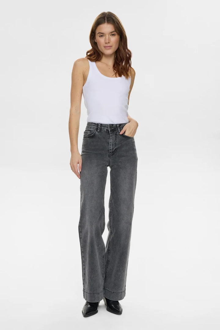 Paris High Rise Wide Leg Jeans Black Wash