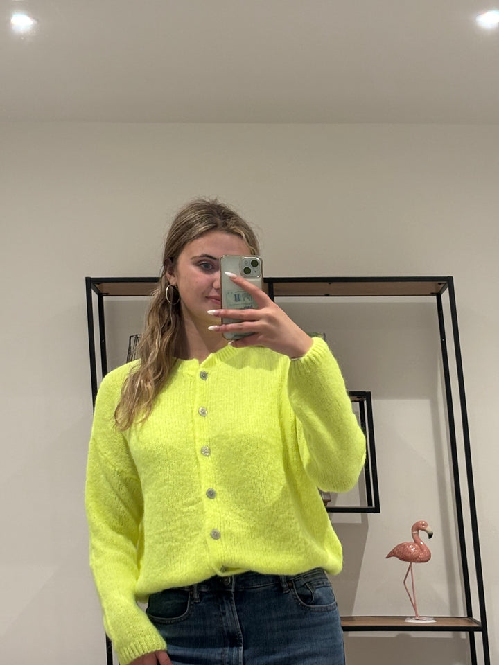 Flamingo Cardigan Neon Yellow - SOLD OUT PRE ORDER COMING SOON