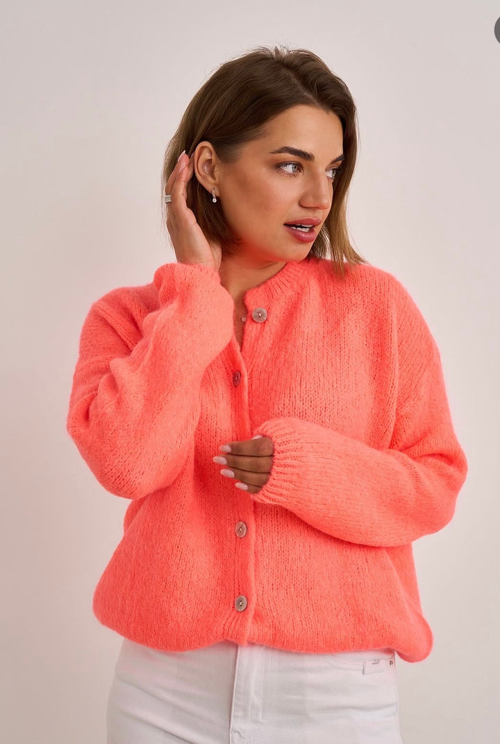 PRESALE - Flamingo Cardigan Neon Coral