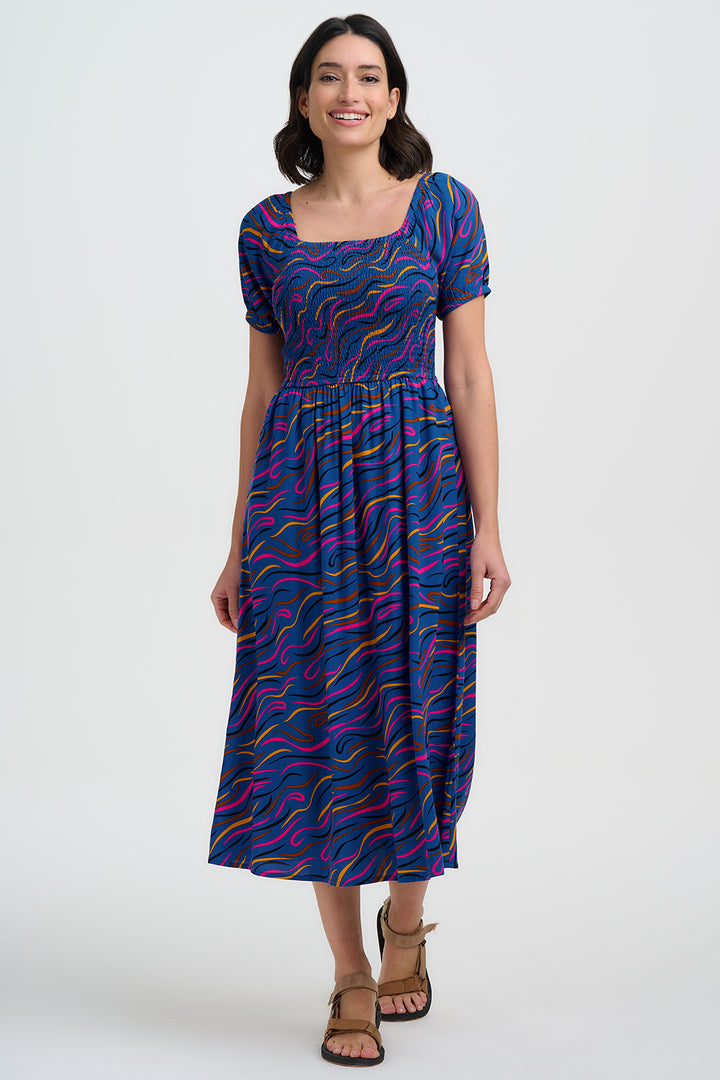 Jolene Shirred Midi Dress