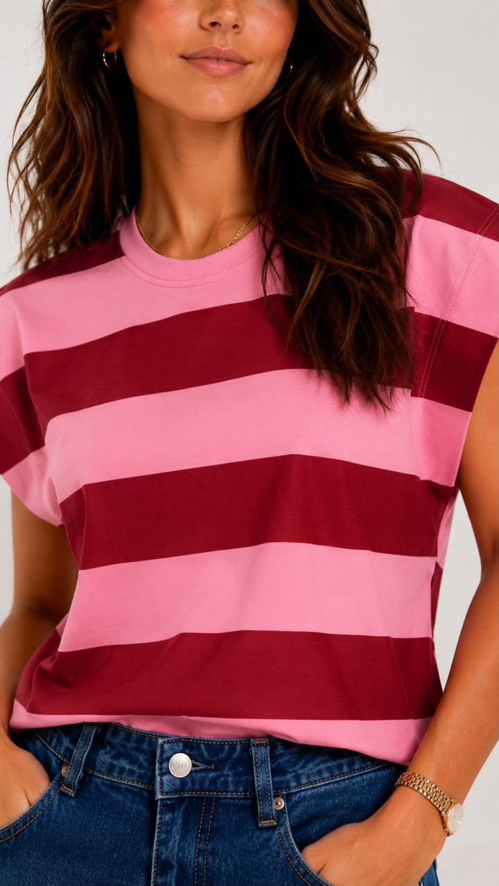 Ruby Top Pink and Red Stripe