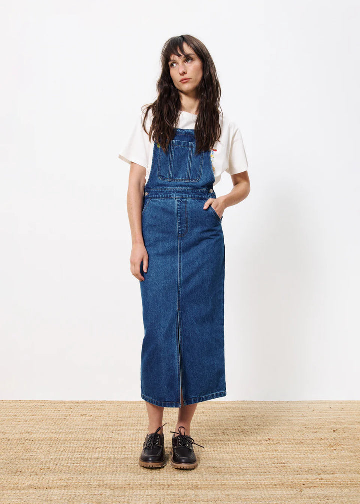 Selvi Denim Dungaree Maxi Dress