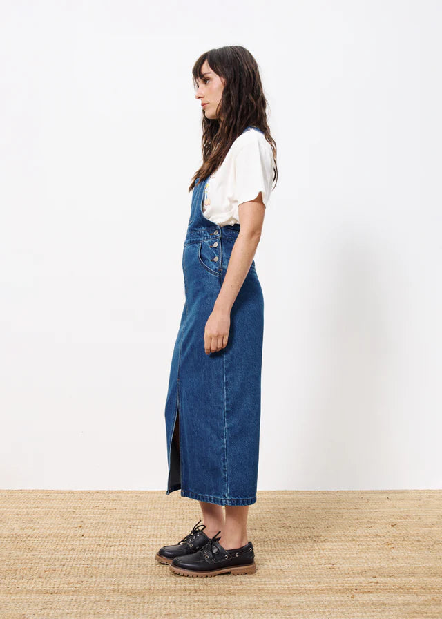 Selvi Denim Dungaree Maxi Dress