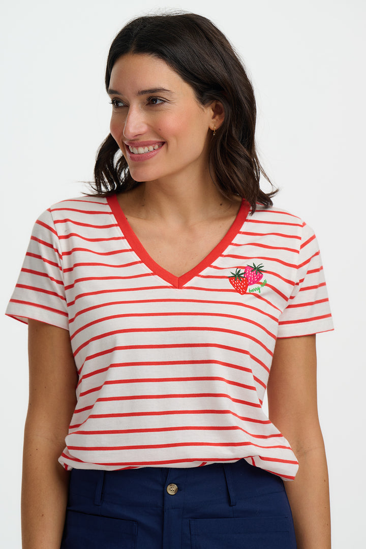 Khloe T-shirt Red Stripe