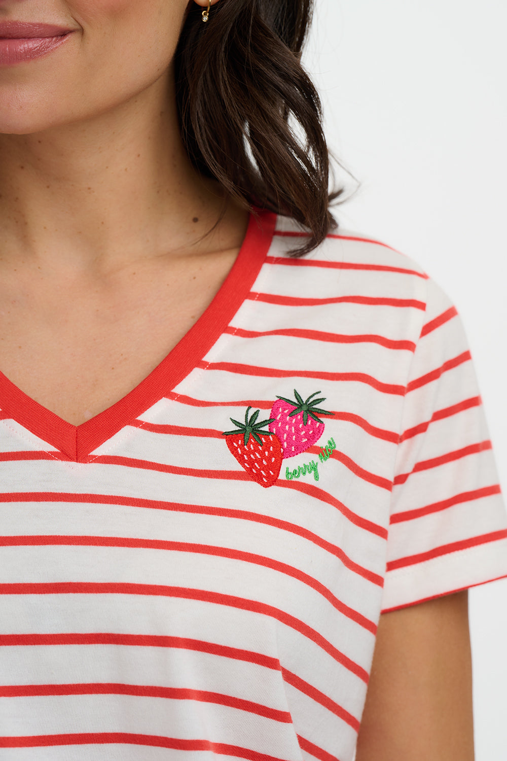 Khloe T-shirt Red Stripe