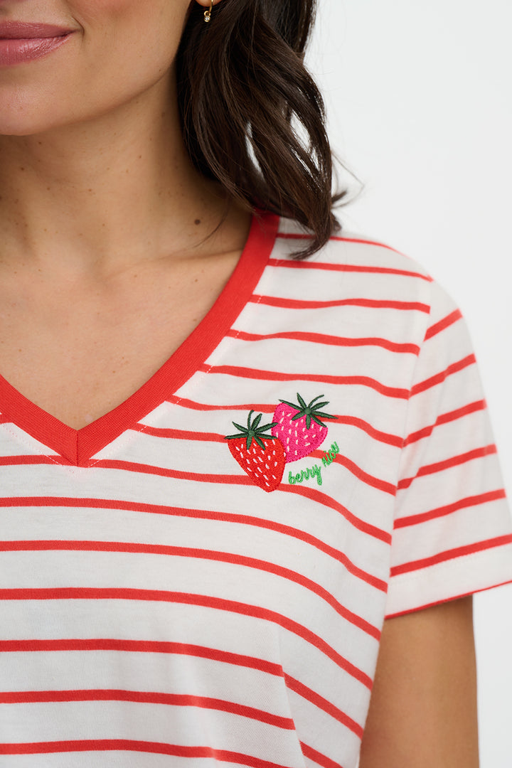 Khloe T-shirt Red Stripe