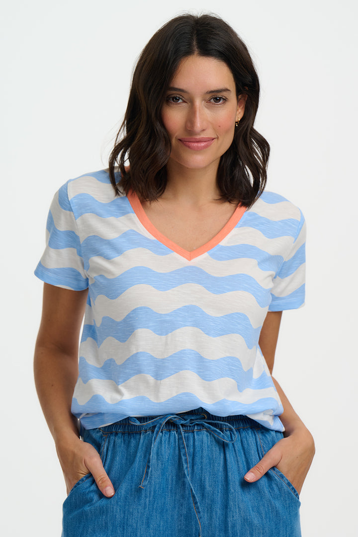 Khloe T-shirt White & Blue